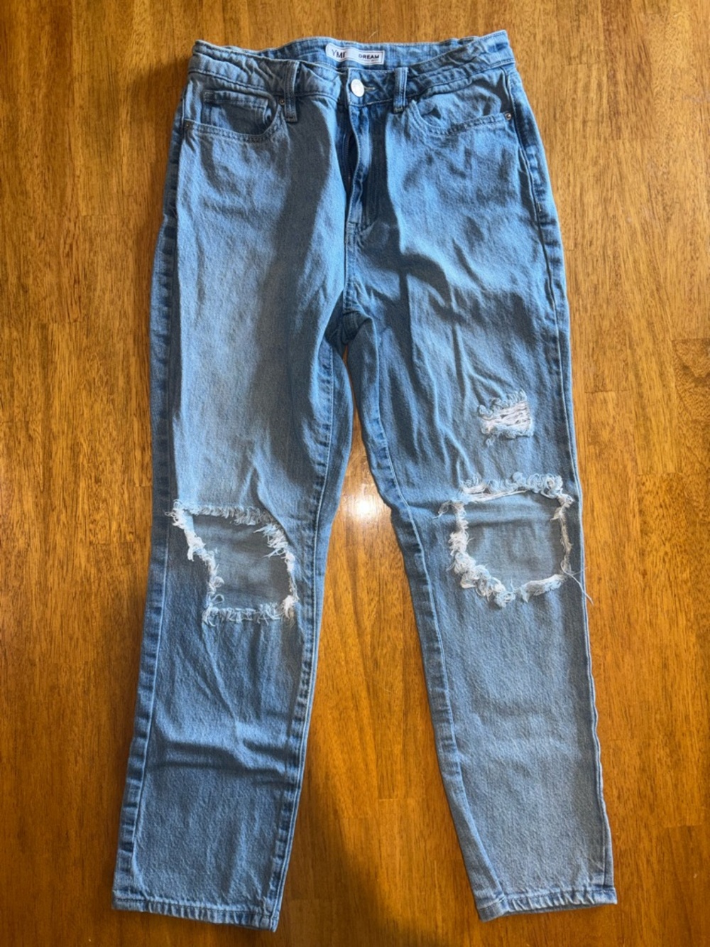 Boyfriend Ripped Jeans in Light Blue - Women's Casual Denim